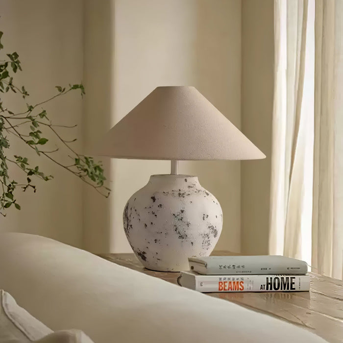 Distressed White Ceramic Table Lamp-DWHOME
