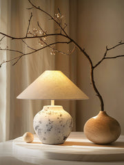 Distressed White Ceramic Table Lamp-DWHOME