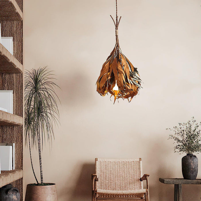 Dried Branch Leaf Pendant Lamp.