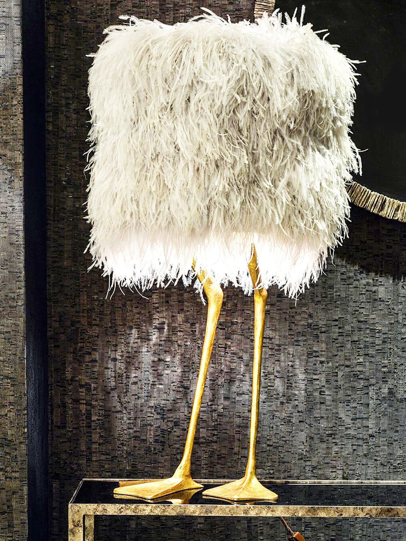 Duck Feet Feather Table Lamp-DWHOME
