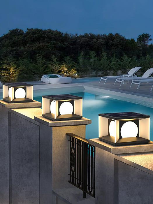Eclipse Cube Outdoor Post Light-DWHOME