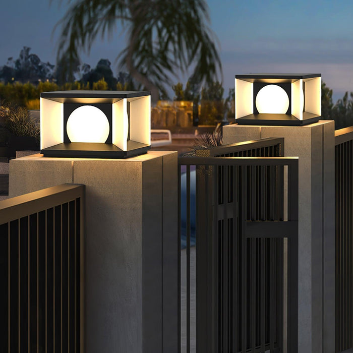 Eclipse Cube Outdoor Post Light-DWHOME