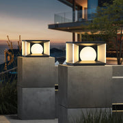 Eclipse Cube Outdoor Post Light-DWHOME