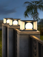 Eclipse Cube Outdoor Post Light-DWHOME