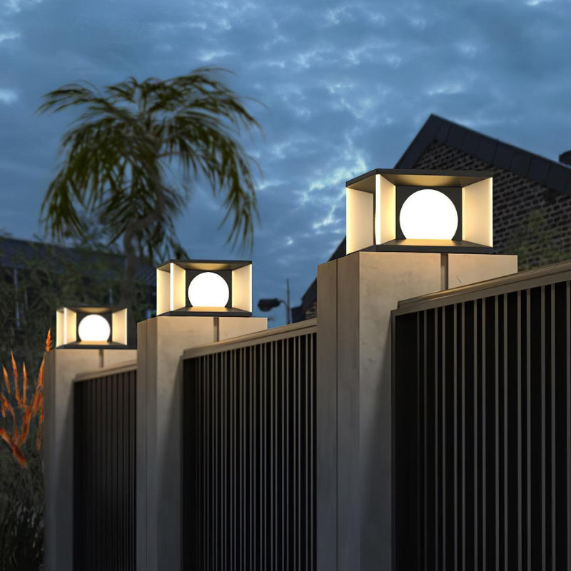 Eclipse Cube Outdoor Post Light-DWHOME