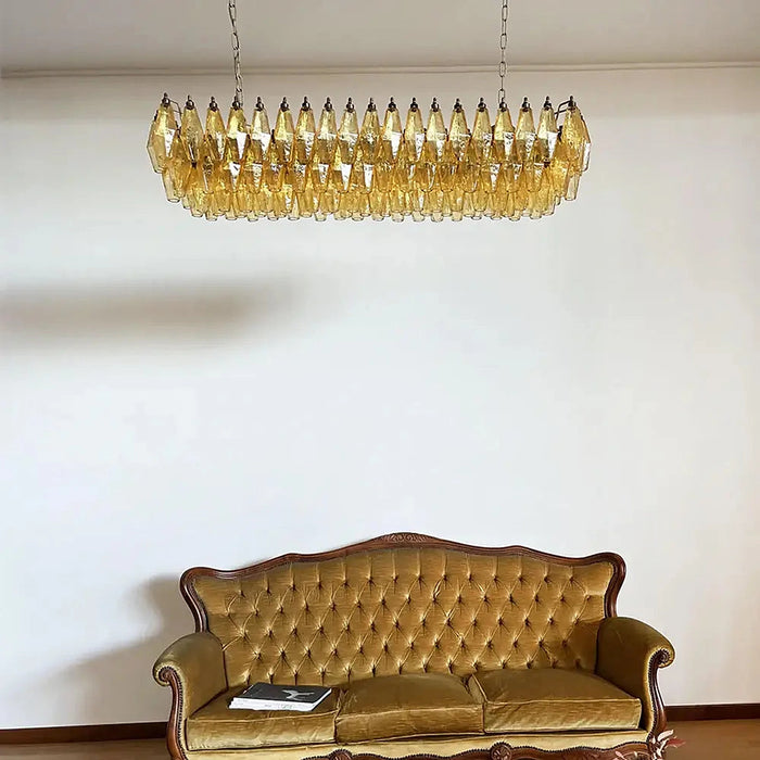 Elegant Amber Murano Poliedri Chandelier-DWHOME