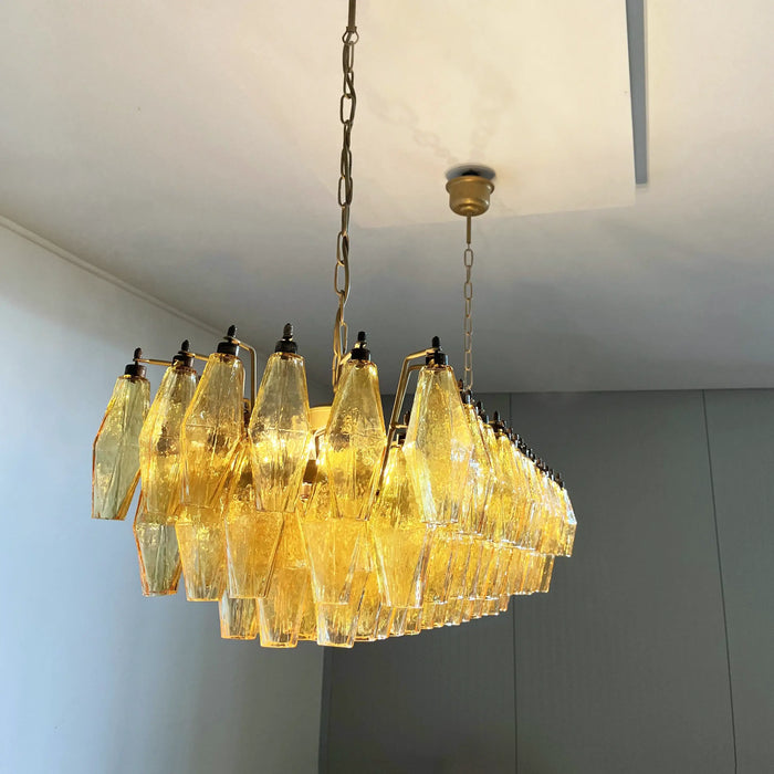Elegant Amber Murano Poliedri Chandelier-DWHOME
