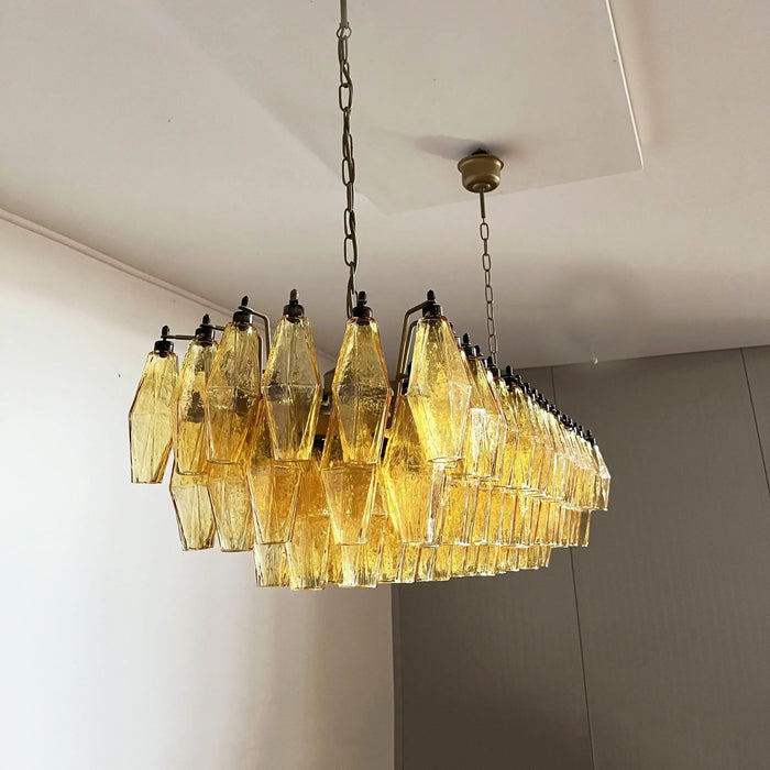 Elegant Amber Murano Poliedri Chandelier-DWHOME