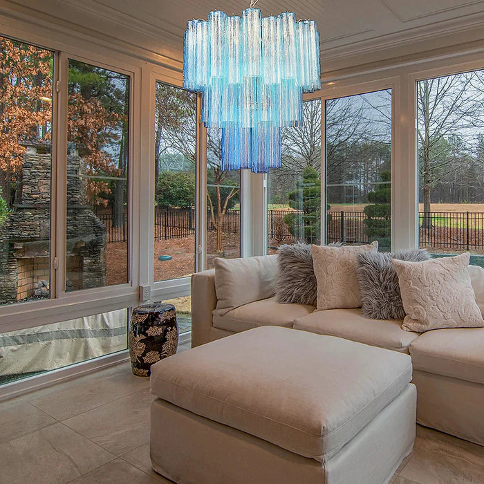 Elegant Blue Murano Glass Tube Chandelier-DWHOME