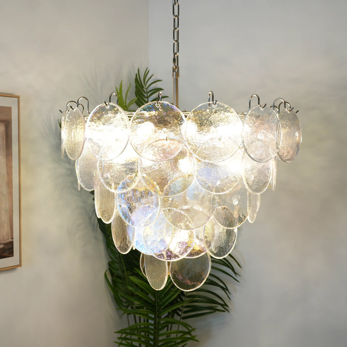 Elegant Murano Disc Iridescent Chandelier-DWHOME