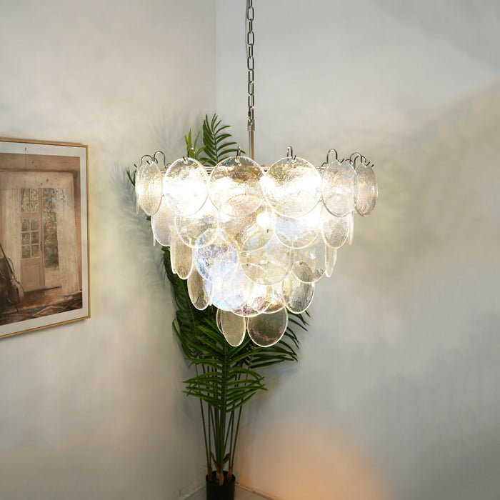 Elegant Murano Disc Iridescent Chandelier-DWHOME