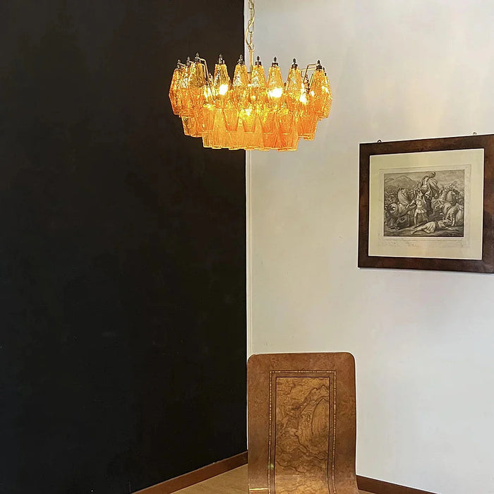 Poliedri Murano Amber Chandelier-DWHOME