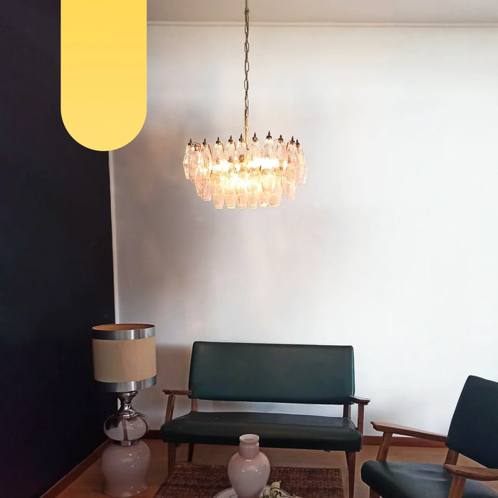Poliedri Murano Pink Chandelier-DWHOME