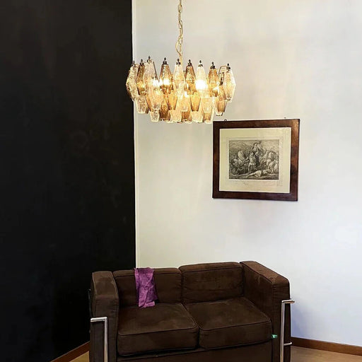 Poliedri Murano Transparent Smoked Chandelier-DWHOME