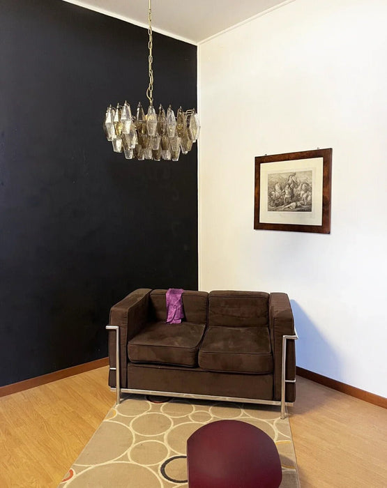 Poliedri Murano Transparent Smoked Chandelier-DWHOME