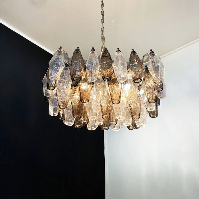 Poliedri Murano Transparent Smoked Chandelier-DWHOME