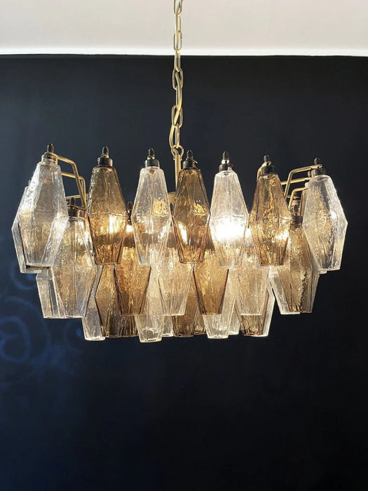 Poliedri Murano Transparent Smoked Chandelier-DWHOME