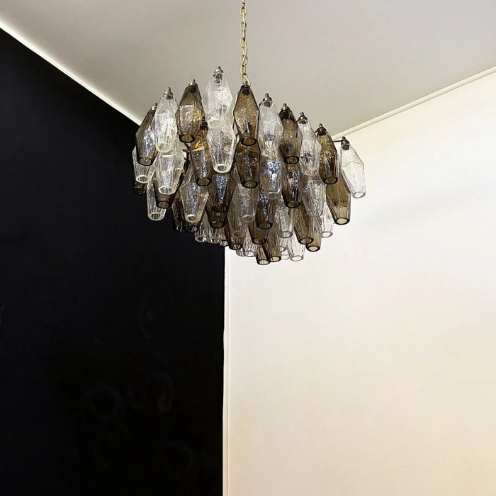 Poliedri Murano Transparent Smoked Chandelier-DWHOME