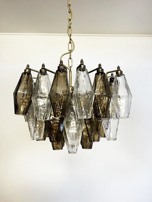 Poliedri Murano Transparent Smoked Chandelier-DWHOME