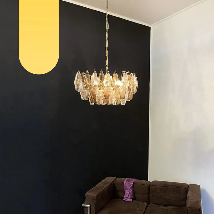 Poliedri Murano Transparent Smoked Chandelier-DWHOME