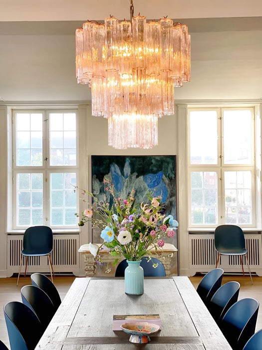 Elegant Pink Murano Glass Tube Chandelier-DWHOME