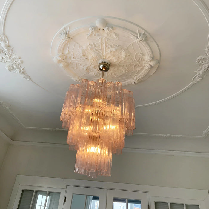 Elegant Pink Murano Glass Tube Chandelier-DWHOME