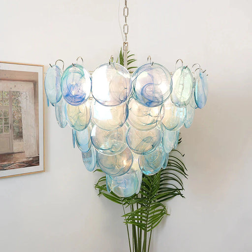 Elegant Blue Murano Disc Chandelier-DWHOME
