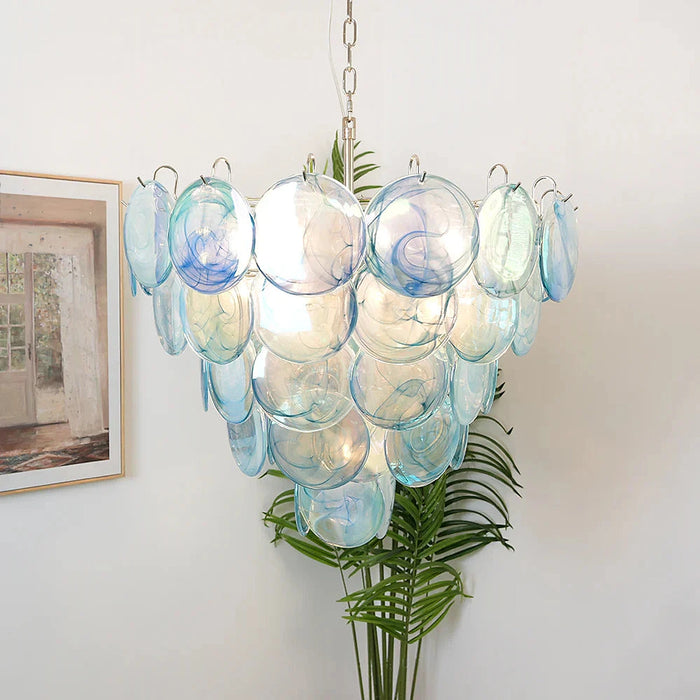 Elegant Blue Murano Disc Chandelier-DWHOME