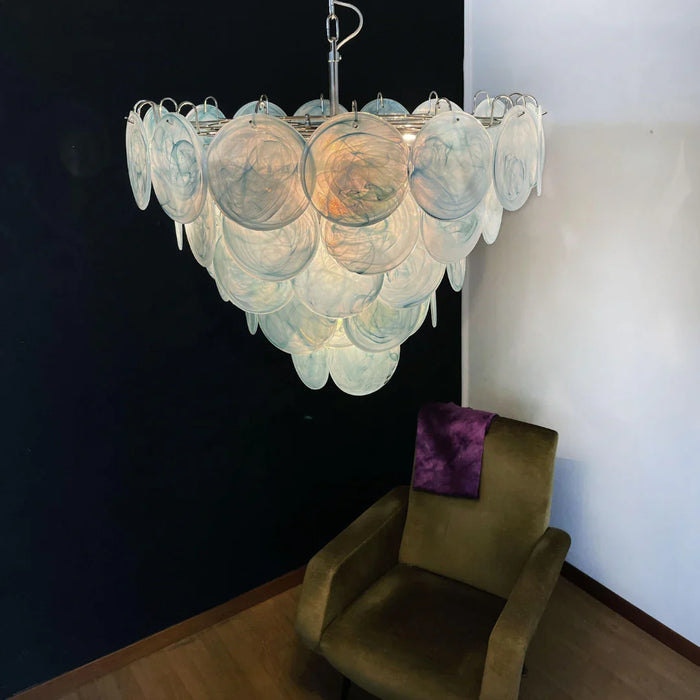 Elegant Blue Murano Disc Chandelier-DWHOME