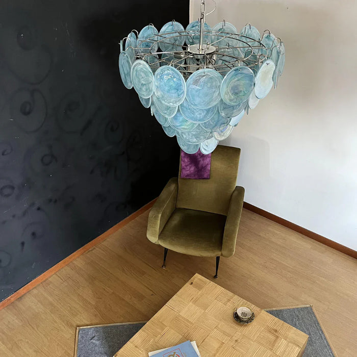 Elegant Blue Murano Disc Chandelier-DWHOME
