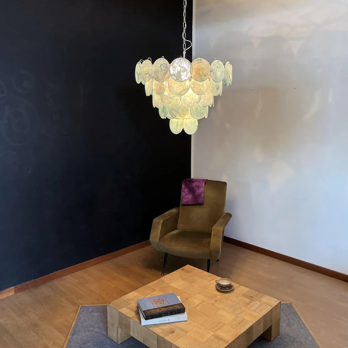 Elegant Blue Murano Disc Chandelier-DWHOME