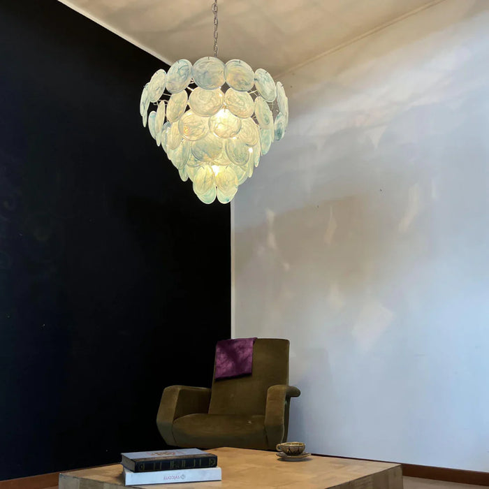 Elegant Blue Murano Disc Chandelier-DWHOME