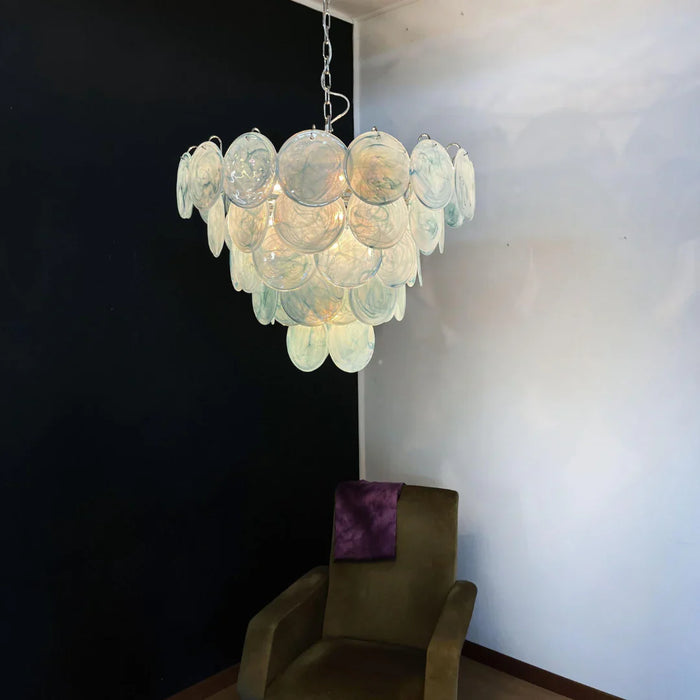 Elegant Blue Murano Disc Chandelier-DWHOME