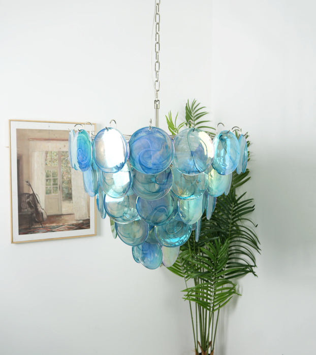 Elegant Blue Murano Disc Chandelier-DWHOME