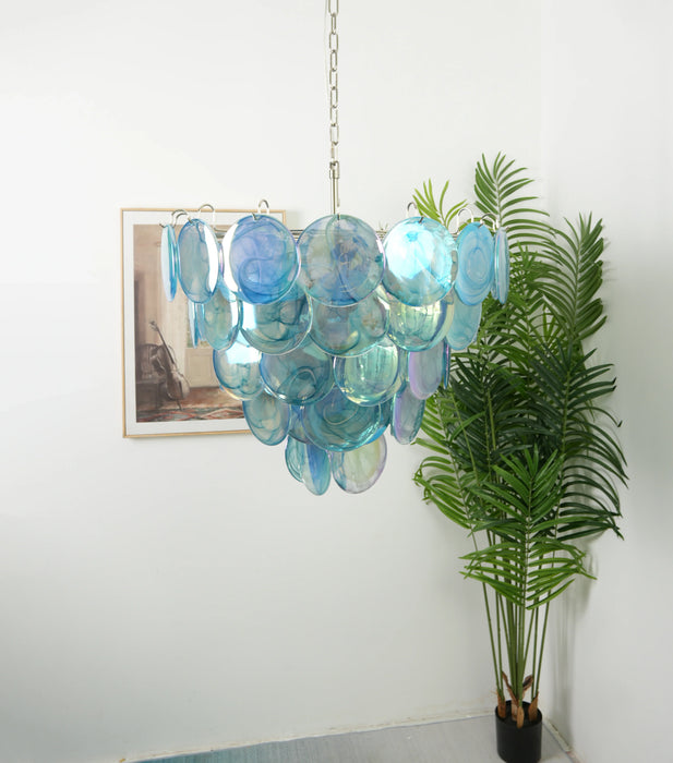 Elegant Blue Murano Disc Chandelier-DWHOME