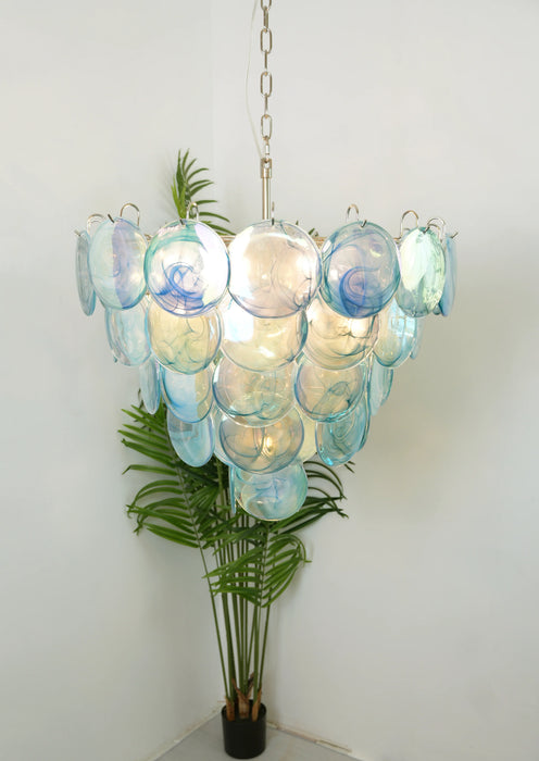 Elegant Blue Murano Disc Chandelier-DWHOME