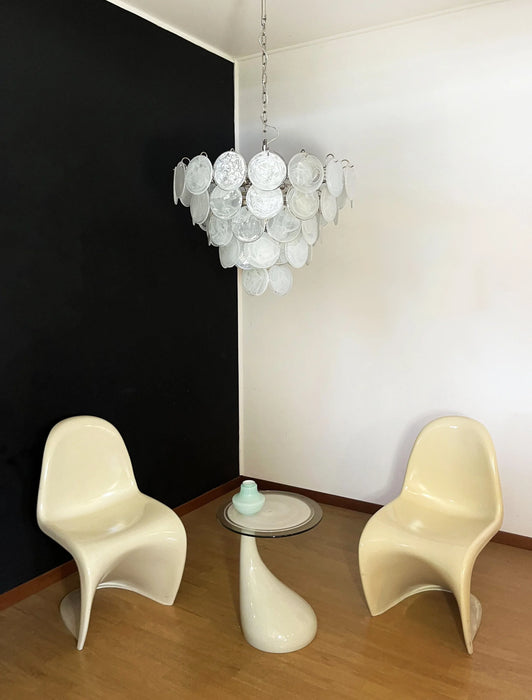 Elegant White Murano Disc Chandelier-DWHOME