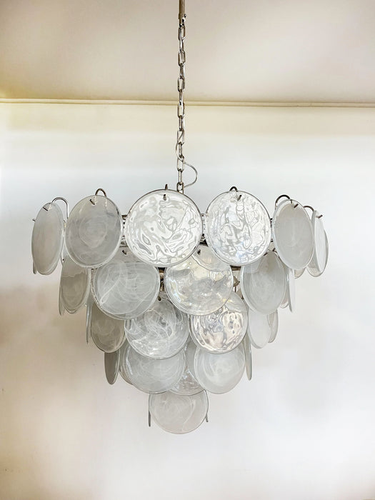 Elegant White Murano Disc Chandelier-DWHOME