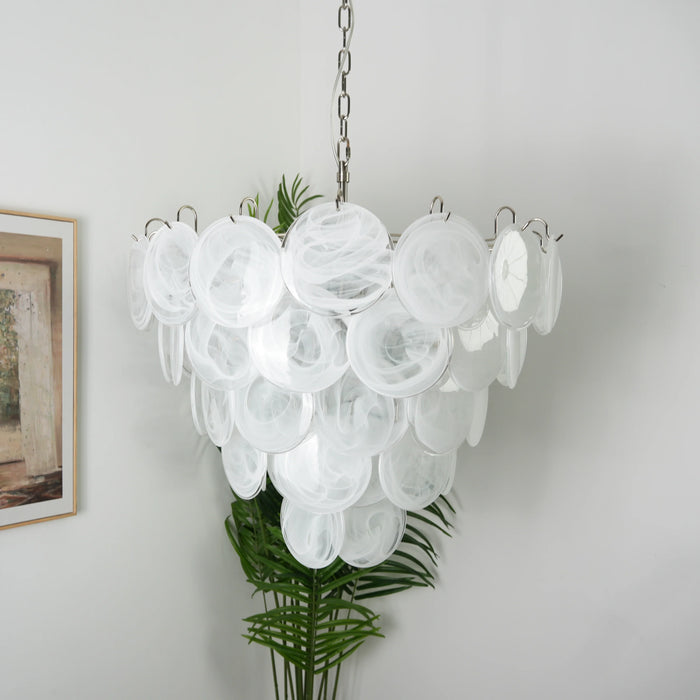 Elegant White Murano Disc Chandelier-DWHOME