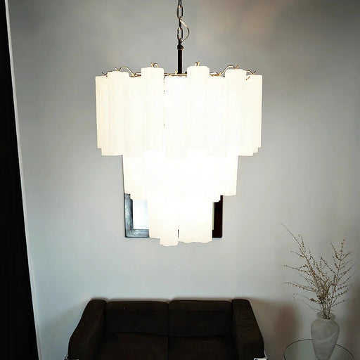 Elegant White Murano Glass Tube Chandelier-DWHOME
