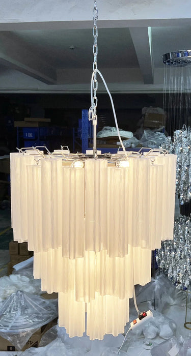 Elegant White Murano Glass Tube Chandelier-DWHOME