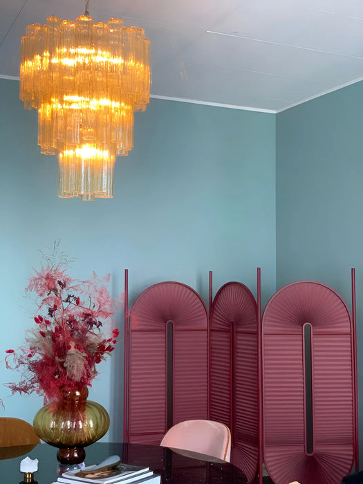 Elegant Yellow Murano Glass Tube Chandelier-DWHOME