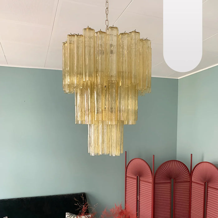 Elegant Yellow Murano Glass Tube Chandelier-DWHOME