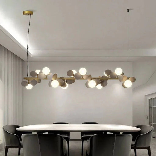 Eli Glass Globes Linear Chandelier For Dining Room.