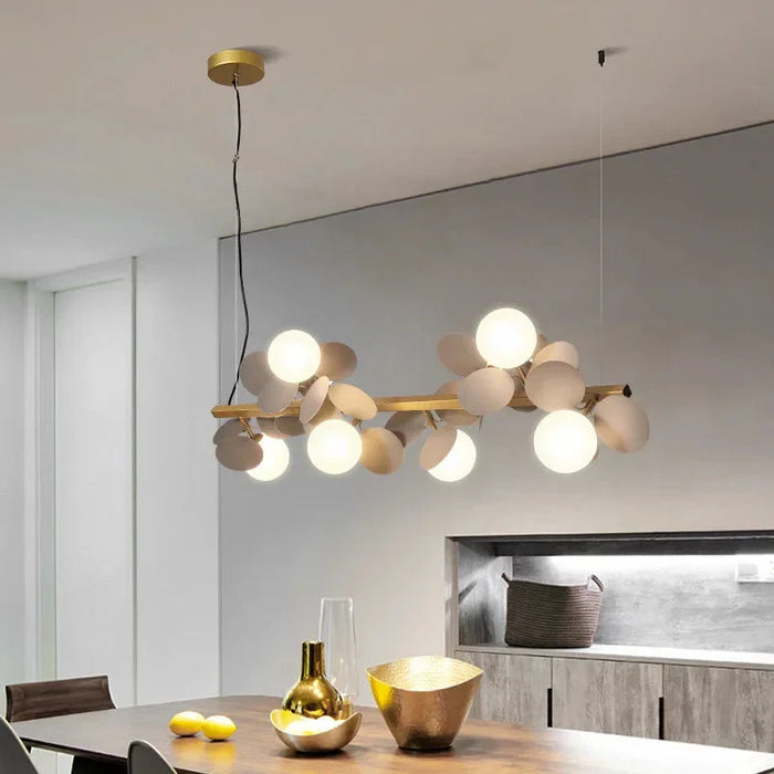 Eli Glass Globes Linear Chandelier For Dining Room.