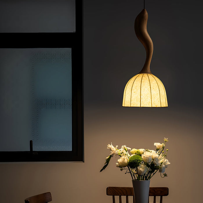 Elowen Twisted Wood Pendant Light-DWHOME