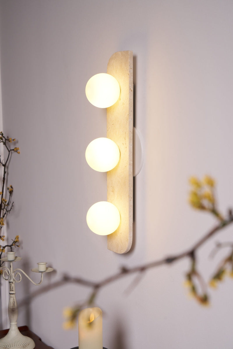 Elysian Travertine Plug-in Wall Light-DWHOME