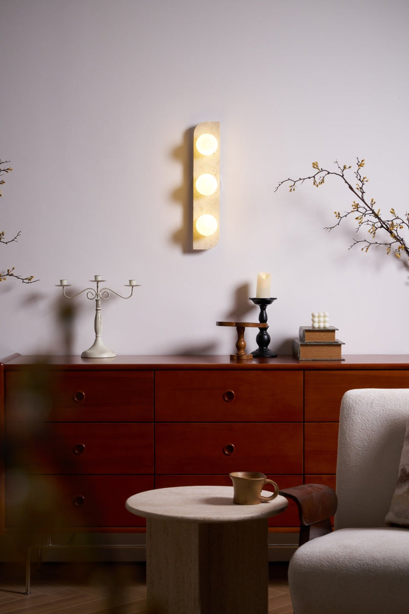 Elysian Travertine Plug-in Wall Light-DWHOME