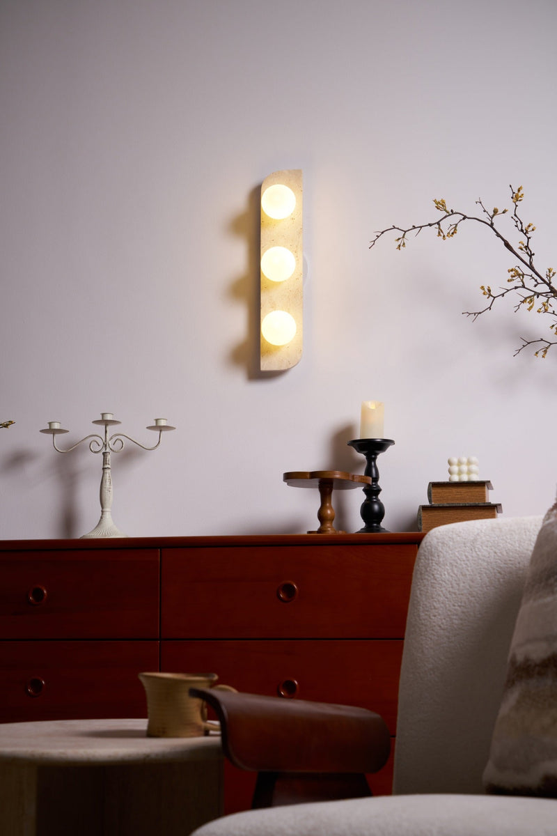 Elysian Travertine Plug-in Wall Light-DWHOME