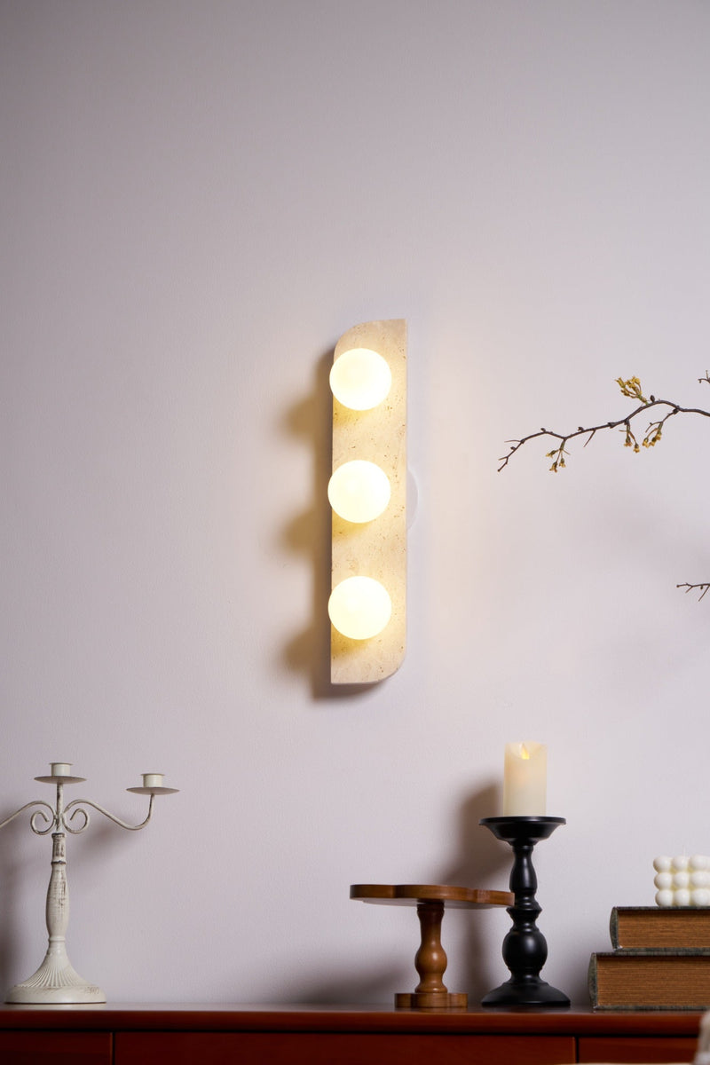 Elysian Travertine Plug-in Wall Light-DWHOME